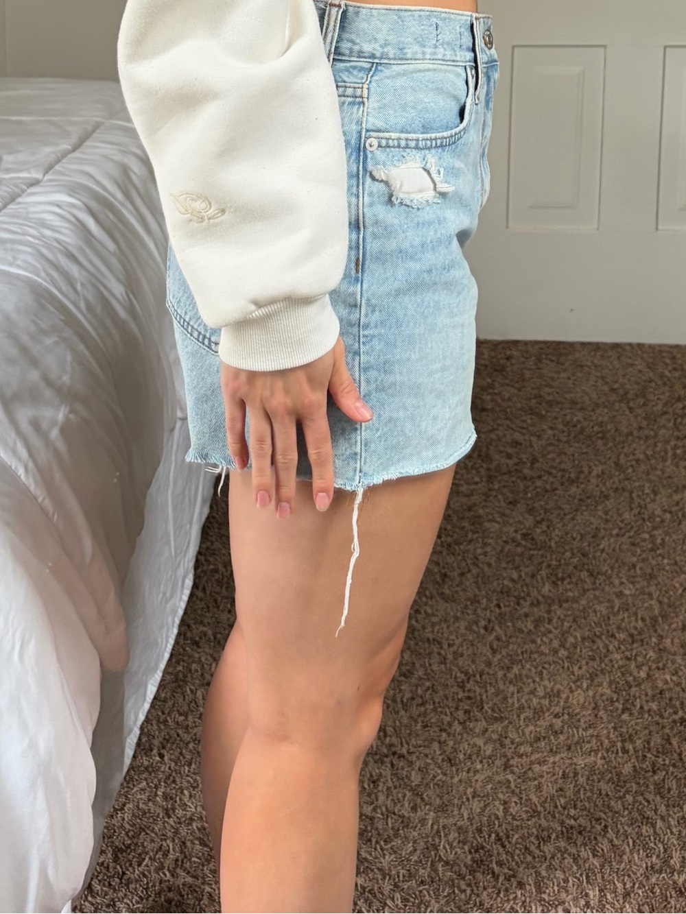 Madewell Light Wash Distressed High-Rise Denim Shorts - Picture 5 of 6